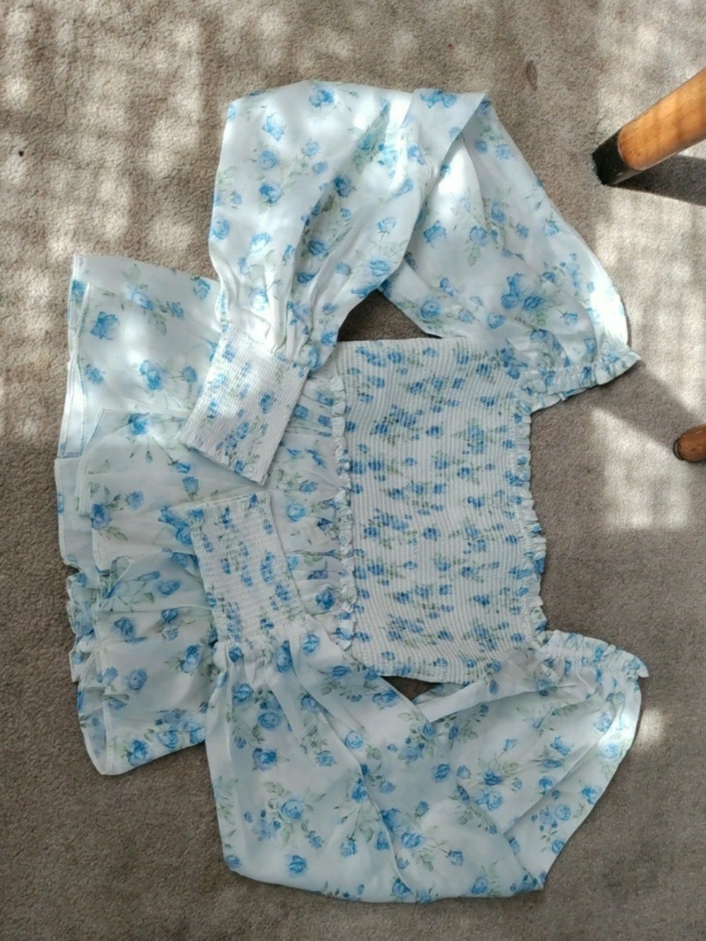 Rachel Parcell White Crop Top with Blue Floral Print